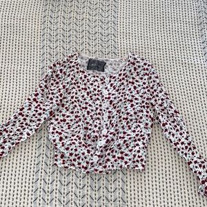 Reformation rose cropped button down